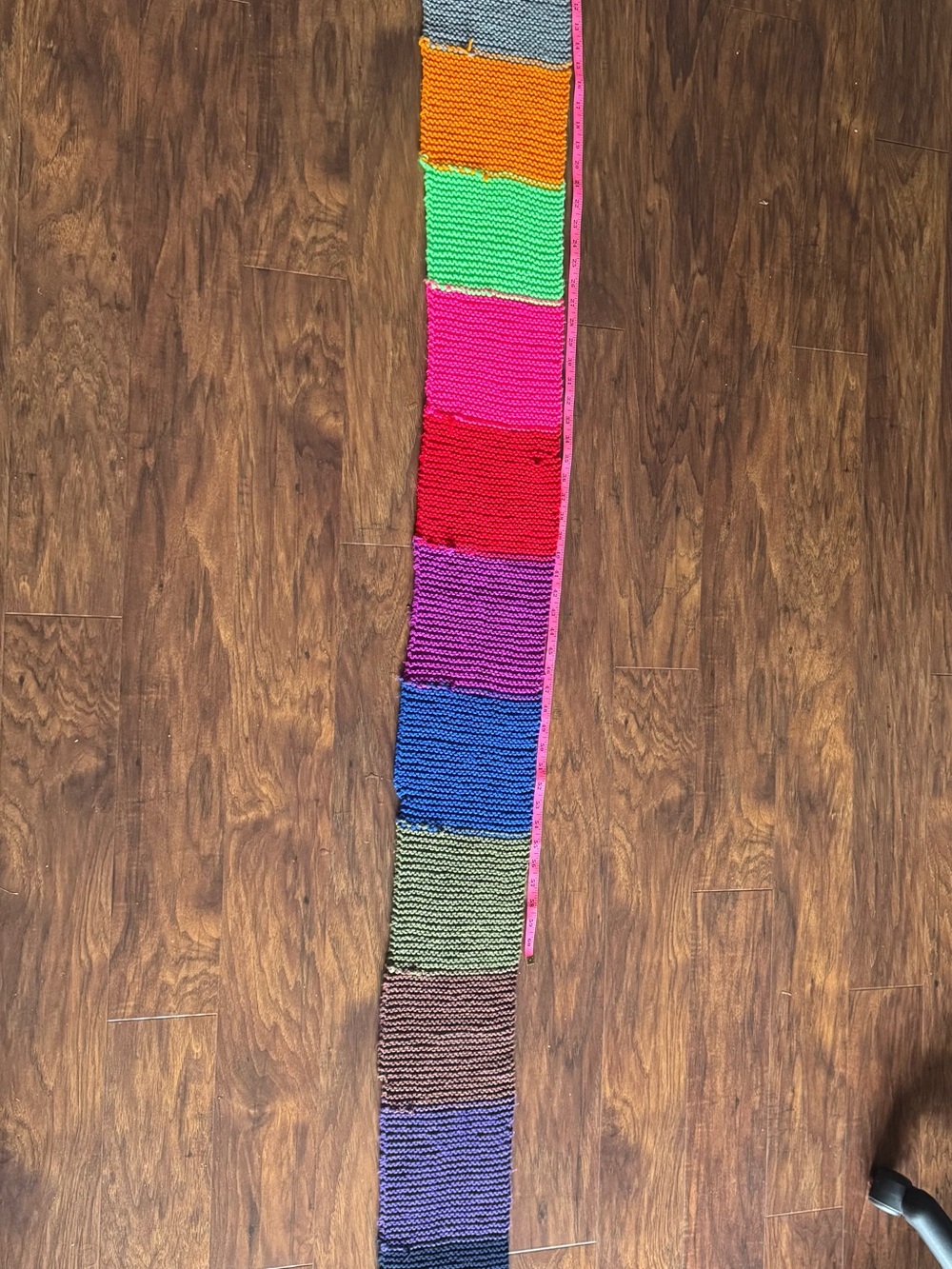Multi-Color Knit Home Accent Scarf - Bright Rainbow Stripes